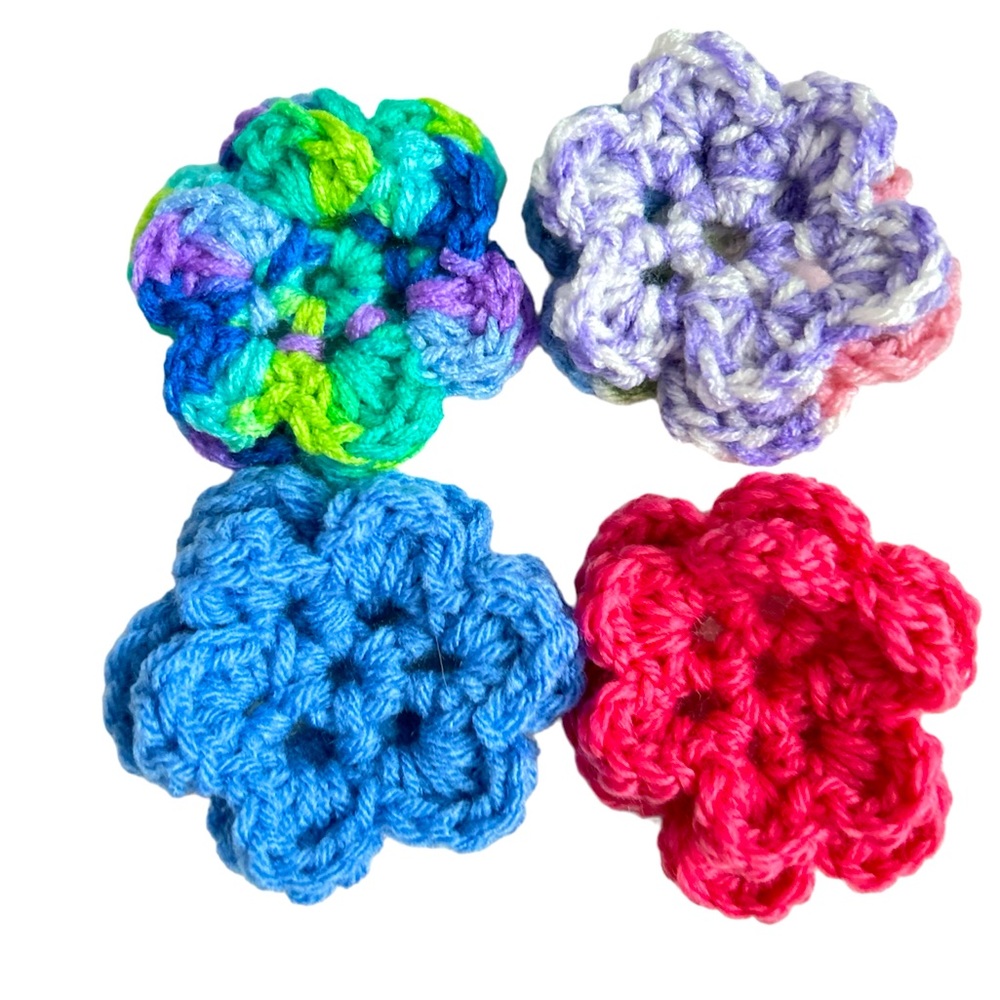 HAND CRAFTED Colorful Floral Crocheted Dog Collar Flowers Attachments